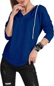 img 2 attached to Stay Cozy And Chic With MAGICMK Women'S Deep V Neck Drawstring Hoodie Blouse