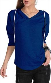 img 4 attached to Stay Cozy And Chic With MAGICMK Women'S Deep V Neck Drawstring Hoodie Blouse