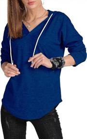 img 1 attached to Stay Cozy And Chic With MAGICMK Women'S Deep V Neck Drawstring Hoodie Blouse
