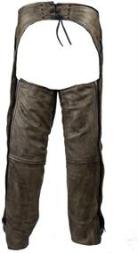 img 2 attached to 👖 Premium XL Regular Distressed BRN Leather Chap Pant with Liner for Men's Motorcycle Riding Bikers - 4 Pocket Design