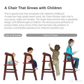 img 3 attached to 🪑 Yoleo Adjustable Wooden High Chair for Toddlers to Teens, Dining Feeding Chair That Grows with Your Child, 1-12 Years Old up to 60kg (Nut-Brown)