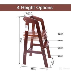 img 2 attached to 🪑 Yoleo Adjustable Wooden High Chair for Toddlers to Teens, Dining Feeding Chair That Grows with Your Child, 1-12 Years Old up to 60kg (Nut-Brown)