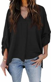 img 4 attached to Printed V Neck Tunic Blouse: Women'S Casual Loose-Fit Long Sleeve Top For Summer By BLENCOT