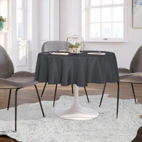 img 2 attached to Water-Resistant And Spill-Proof Grey Round Tablecloth - Perfect For Dining, Buffets, And Camping!