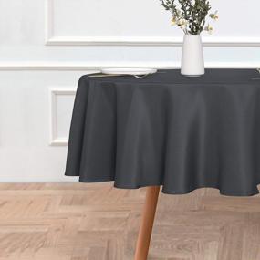 img 3 attached to Water-Resistant And Spill-Proof Grey Round Tablecloth - Perfect For Dining, Buffets, And Camping!