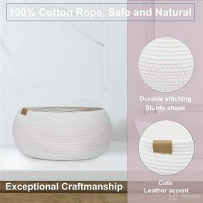 img 2 attached to XEXU Round Natural Cotton Rope Basket: 🧺 Multi-Purpose Decorative Bin for Fruit, Pets, Plants, and More