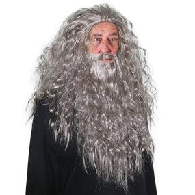 img 4 attached to Skeleteen Grey Wig And Beard - Long Gray Wizard Wig And Beard Costume Accessory For Adults And Kids