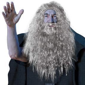 img 2 attached to Skeleteen Grey Wig And Beard - Long Gray Wizard Wig And Beard Costume Accessory For Adults And Kids