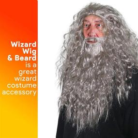 img 3 attached to Skeleteen Grey Wig And Beard - Long Gray Wizard Wig And Beard Costume Accessory For Adults And Kids