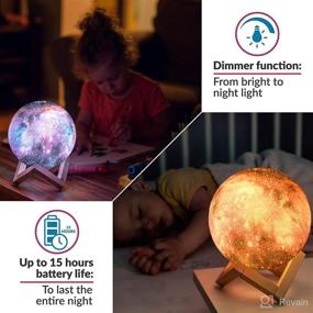 img 3 attached to Mind-glowing 3D Galaxy Moon Lamp - Cool Night Light for Kids - 4.7 inch, 16 Colors, Remote Control, Wood Stand - Space Gift for Girls Aged 9-12 - Room Decor for Teen Girls - Pink Lava Lamp+