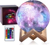 mind-glowing 3d galaxy moon lamp - cool night light for kids - 4.7 inch, 16 colors, remote control, wood stand - space gift for girls aged 9-12 - room decor for teen girls - pink lava lamp+ логотип