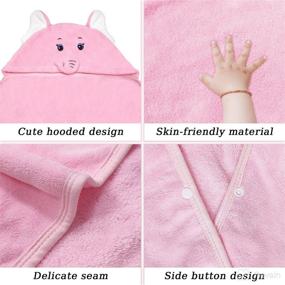 img 3 attached to 🐘 Entyle Hooded Baby Bath Towel - Ultra Absorbent Soft Cotton Hooded Washcloth for Toddlers, Infants & Newborns - 28x55 Inch Cartoon Animal Bathrobes with Hood for Boys & Girls - Pink Elephant