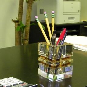 img 2 attached to Amlong Crystal Amber Pen Holder For A Stylish And Organized Desk