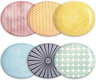 selamica porcelain shallow oval dinner plates 11" set of 6 - microwave, dishwasher, oven safe assorted colors for desserts, pasta & salad logo