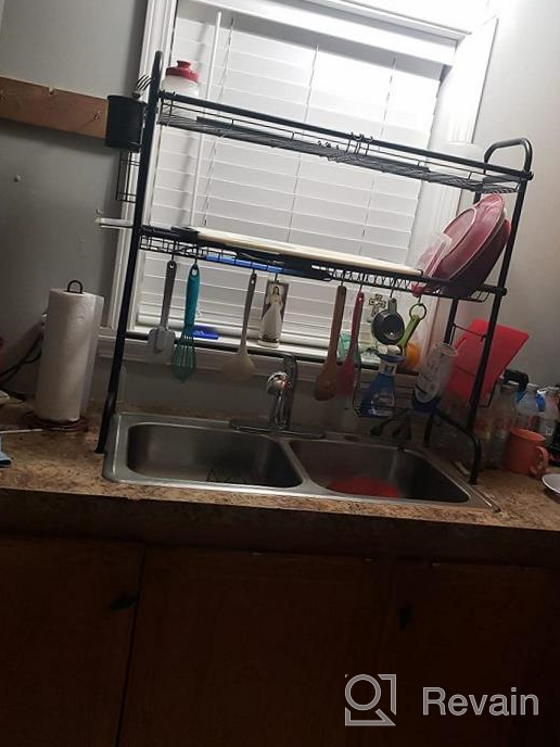 img 1 attached to 2-Tier Stainless Steel Over The Sink Dish Drying Rack W/ Utensil Holder - HOWDIA Kitchen Counter Drainer review by Roosevelt Weaver