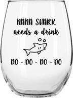 quirky nana shark stemless wine glass with hilarious design - perfect gift for grandma's special occasions logo