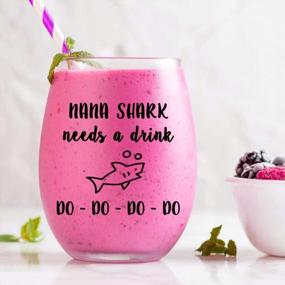 img 2 attached to Quirky Nana Shark Stemless Wine Glass With Hilarious Design - Perfect Gift For Grandma'S Special Occasions