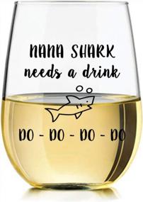 img 3 attached to Quirky Nana Shark Stemless Wine Glass With Hilarious Design - Perfect Gift For Grandma'S Special Occasions