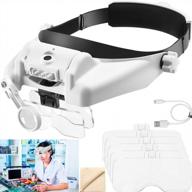 esynic rechargeable headband magnifier with light: perfect for close-up work, watch repair, jewelry, arts & crafts reading aid logo