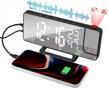 camway digital alarm clock radio with dual alarms, 7-inch led mirror display, 2-5m projection, usb charging, snooze, temperature and humidity display - perfect for bedroom, home, office, desk or wall logo