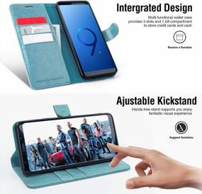 img 2 attached to Чехол для Samsung Galaxy S9 Plus: противоударный кожаный флип OCASE TPU [слот для карты, подставка, магнитный] — мятно-зеленый