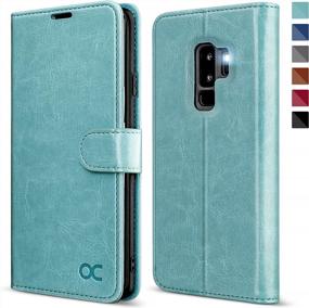 img 4 attached to Samsung Galaxy S9 Plus Case: OCASE TPU Shockproof PU Leather Flip [Card Slot, Kickstand, Magnetic] - Mint Green