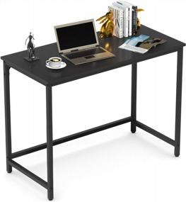 img 3 attached to WeeHom Small Computer Desk Study Writing Desk For Home Office Pc Notebook Table Workstation Stand 39 Inches Metal Leg Black
