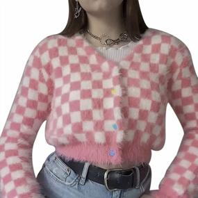 img 4 attached to Y2K-Inspired Women'S Vintage Cardigan: Cropped, Long Sleeves, And Button-Down