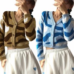 img 1 attached to Y2K-Inspired Women'S Vintage Cardigan: Cropped, Long Sleeves, And Button-Down