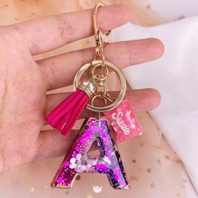 img 2 attached to SELOVO Initial Keychain Purple Letter Alphabet Sweet Bag Charm Key Chain For Handbag