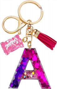 img 3 attached to SELOVO Initial Keychain Purple Letter Alphabet Sweet Bag Charm Key Chain For Handbag