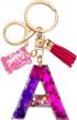 selovo initial keychain purple letter alphabet sweet bag charm key chain for handbag logo