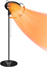 img 4 attached to TRUSTECH Outdoor Patio Heater - Adjustable 1500W Waterproof Heater With Rapid 3-Second Heating, IP34 Protection, And Tip-Over Safety Feature For Balcony, Backyard, And Garage Use