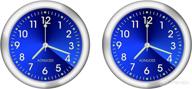 veanic 2pcs analog car clock quartz clock, mini stick on dashboard decoration watch for office, home, car, boat (blue) логотип