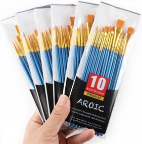img 2 attached to 6 Packs Professional Artist Acrylic Paint Brushes Set - 60 Pcs Nylon Hair For All Purpose Oil Watercolor Painting Kits.
