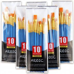 img 4 attached to 6 Packs Professional Artist Acrylic Paint Brushes Set - 60 Pcs Nylon Hair For All Purpose Oil Watercolor Painting Kits.