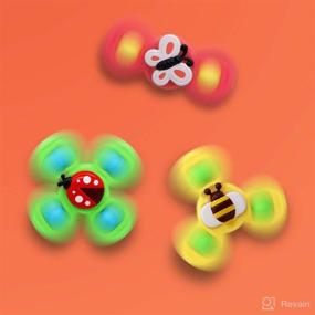 img 1 attached to Set of 3 Flower-themed Suction Cup Spinner Toys - Perfect for High Chair, Bath, and Travel - Ideal for Babies with Autism and Supports Sensory Development