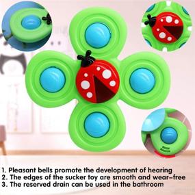 img 3 attached to Set of 3 Flower-themed Suction Cup Spinner Toys - Perfect for High Chair, Bath, and Travel - Ideal for Babies with Autism and Supports Sensory Development