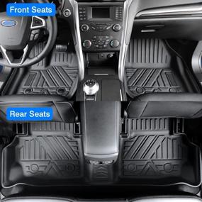 img 3 attached to 🌧️ All Weather Protection 2 Row Black Non-Slip Floor Liners for 2013-2020 Ford Fusion / Lincoln MKZ: KUST Floor Mats