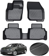 🌧️ all weather protection 2 row black non-slip floor liners for 2013-2020 ford fusion / lincoln mkz: kust floor mats logo