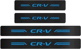 img 1 attached to 🔵 4PCS GEERUI Advanced Reflective Carbon Fiber Vinyl Sticker Set - Door Entry Guard Threshold Protection Scratch Pad Film for Honda CRV (Blue-CRV)