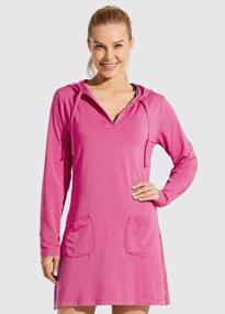 img 1 attached to Женское пляжное платье UPF 50+ с защитой от солнца, капюшоном, длинным рукавом и карманами для защиты от солнца и плавания