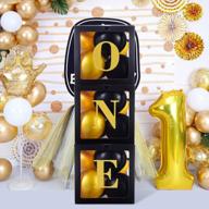 one year old boy birthday decorations: one letter balloons boxes and photo props for notorious first birthday party decoration and photo shoot логотип