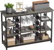 teraves console table with wine rack and glass holder, 47 inch sofa table with storage shelves,behind couch bar table for living room, entryway, hallway, kitchen, coffee bar logo