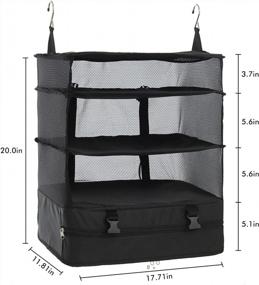 img 3 attached to Maximize Closet Space With Surblue'S Collapsible 3-Shelf Hanging Storage Bag - XL Size (17.71 * 11.81 * 20In) - Black