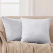 set of 2 super soft plush decorative velvet pillow covers for home and sofa, 18x18 inches, light grey by deconovo logo