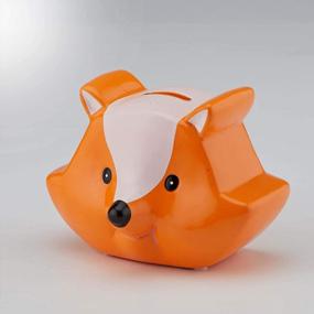 img 1 attached to Ceramic Fox Money Bank - Decorative Animal Forest Theme Piggy Bank For Kids, Orange Collectible Figurine For Home Or Gift Giving