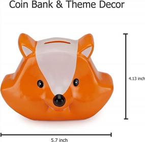 img 2 attached to Ceramic Fox Money Bank - Decorative Animal Forest Theme Piggy Bank For Kids, Orange Collectible Figurine For Home Or Gift Giving