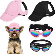 small dog sun hats with ear holes & visor caps - set of 4, including sunglasses логотип