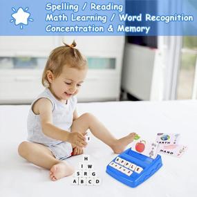 img 2 attached to 🧩 Educational Toys for Kids Ages 4-8, Learning Toys for Preschool Boys Girls - Spelling, Reading, Math Learning; Word Recognition - Birthday Gift for Kindergarten Kids, in Navy Blue